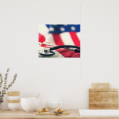 Een medische stethoscoop met Amerikaanse vlag Poster (Keuken)