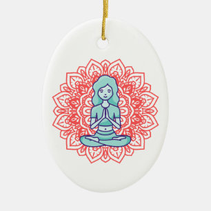 Een meditatie yoga meisje keramisch ornament