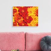 Een Medley van de Rode Gele en Oranje Marigolds Canvas Afdruk (Insitu (Woonkamer))
