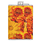 Een Medley van de Rode Gele en Oranje Marigolds Heupfles (Achterkant)