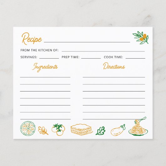 Een meer rustieke Kaart van Italiaans recept (Voorkant)
