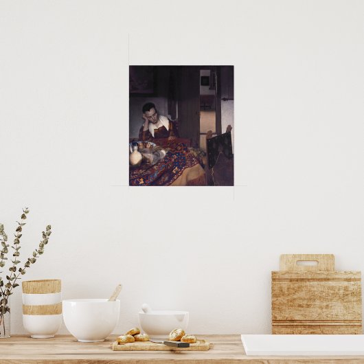 Een meisje Aslapen door Johannes Vermeer Poster (Keuken)