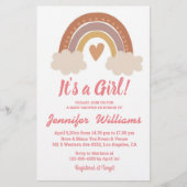 een meisje baby shower boho regenbooguitnodiging flyer (Voorkant)