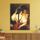 Een meisje bij de spiegel, 1848 canvas afdruk (Insitu (Woonkamer))