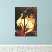 Een meisje bij de spiegel, 1848 canvas afdruk (Insitu (Houten vloer))