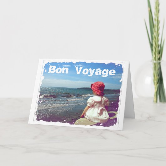 Een meisje bij het Zee Bon Voyage Kaart (Voorkant)