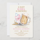 Een meisje brouwt roze flesje Baby shower Kaart (Voorkant)