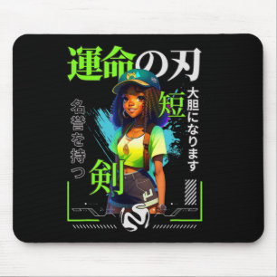 Een meisje dat anime liefheeft Zwarte meisje game Muismat