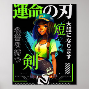 Een meisje dat anime zwart meisje game liefhebbers poster