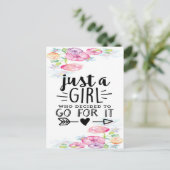Een meisje dat besloot om ervoor te gaan briefkaart (Staand voorkant)