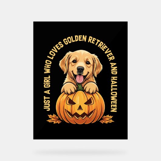 Een meisje dat dol is op Golden Retrievers Acryl Bord (Voorkant)