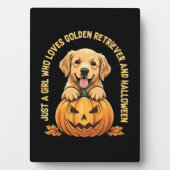 Een meisje dat dol is op Golden Retrievers Fotoplaat (voorkant)