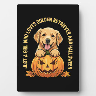 Een meisje dat dol is op Golden Retrievers Fotoplaat