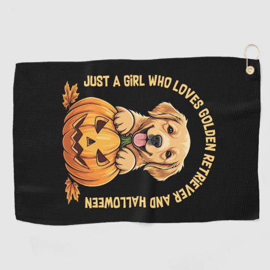 Een meisje dat dol is op Golden Retrievers Golfhanddoek (Horizontaal)