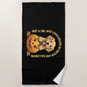 Een meisje dat dol is op Golden Retrievers Strandlaken (Voorkant)