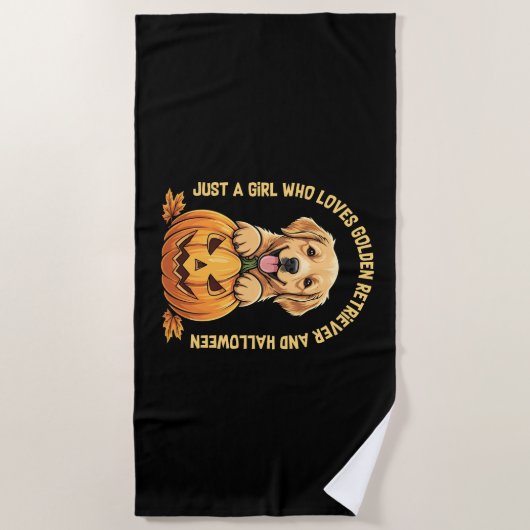 Een meisje dat dol is op Golden Retrievers Strandlaken (Voorkant)