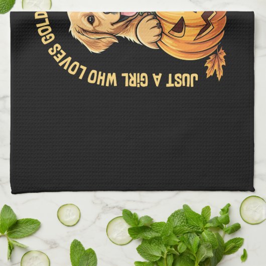 Een meisje dat dol is op Golden Retrievers Theedoek (Gevouwen)