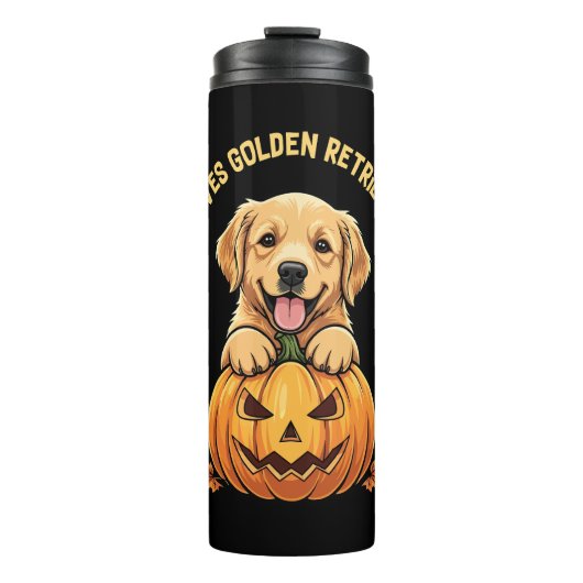 Een meisje dat dol is op Golden Retrievers Thermosbeker (Voorkant)