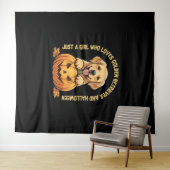 Een meisje dat dol is op Golden Retrievers Wandkleed (In Situ (horizontaal))