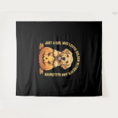 Een meisje dat dol is op Golden Retrievers Wandkleed (Voorkant (horizontaal))