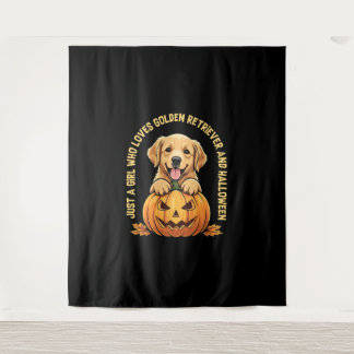 Een meisje dat dol is op Golden Retrievers Wandkleed