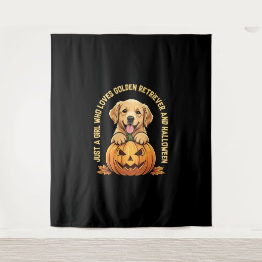 Een meisje dat dol is op Golden Retrievers Wandkleed (Voorkant)