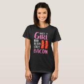 Een meisje dat echt van Bacon houdt T-shirt (Voorkant volledig)
