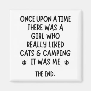 Een meisje dat echt van katten en kamperen hield. magneet