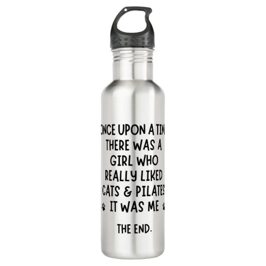 Een meisje dat echt van katten en pilaten hield waterfles  (Voorkant)