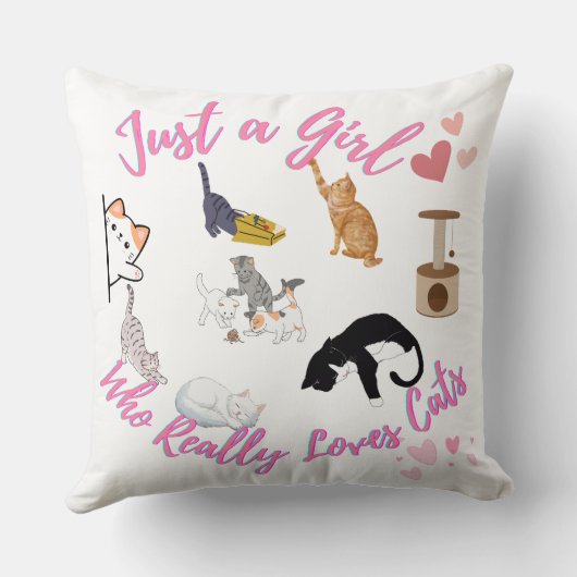Een meisje dat echt van katten houdt kussen (Achterkant)