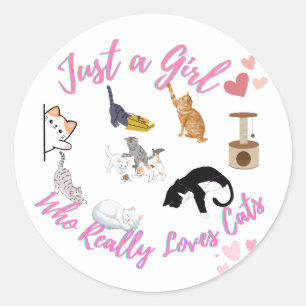 Een meisje dat echt van katten houdt ronde sticker