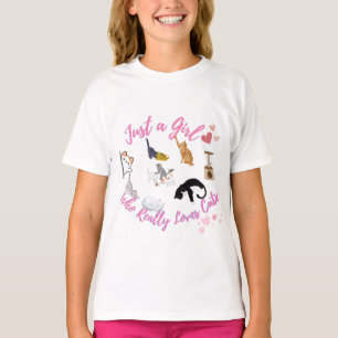 Een meisje dat echt van katten houdt t-shirt