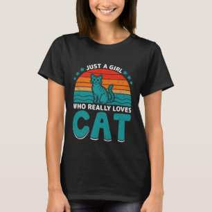 Een meisje dat echt van katten houdt t-shirt