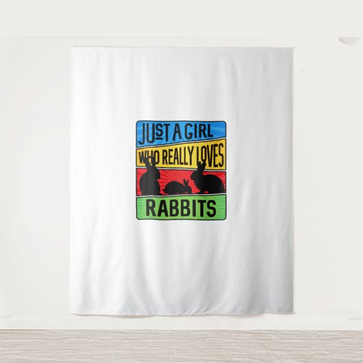 Een meisje dat echt van konijnen houdt wandkleed (Voorkant)