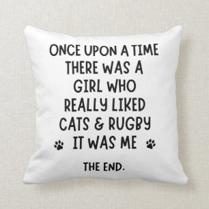 Een meisje dat echt van Rugby en katten hield. Kussen