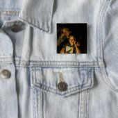 Een meisje dat een brief leest vierkante button 5,1 cm (In situ)