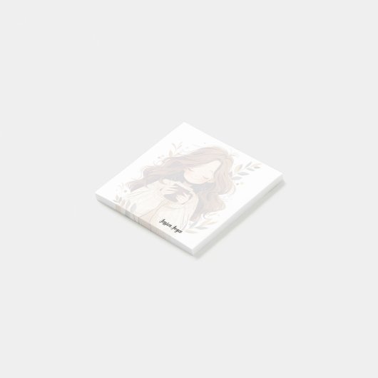 Een meisje dat een koffieliefhebber Drink Post-it® Notes (Schuin)