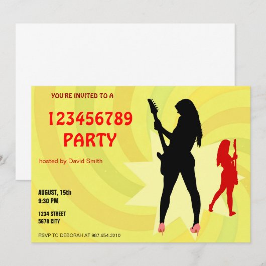 Een meisje dat elektrische gitaar palent kaart (Voorkant / Achterkant)