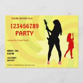 Een meisje dat elektrische gitaar palent kaart