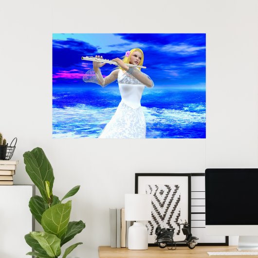 Een meisje dat flute speelt poster (Thuiskantoor)