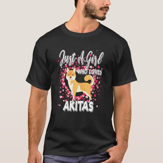 Een meisje dat houdt van de Shiba Inu van Akitas D T-shirt (Voorkant)