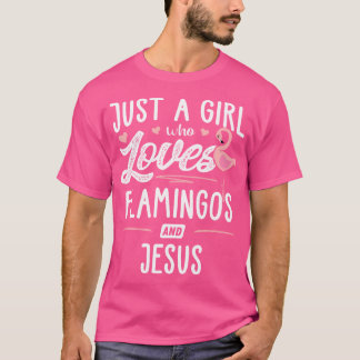 Een meisje dat houdt van flamingo's en Jezus flami T-shirt