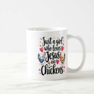 Een meisje dat houdt van Jesus en kippen Boerderij Koffiemok