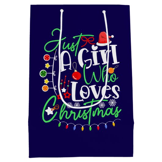 Een meisje dat houdt van Kerstmis-64714 Medium Cadeauzakje (Achterkant)