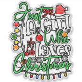 Een meisje dat houdt van Kerstmis-64714 Sticker (Voorkant)