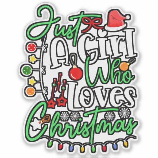 Een meisje dat houdt van Kerstmis-64714 Sticker (Voorkant)