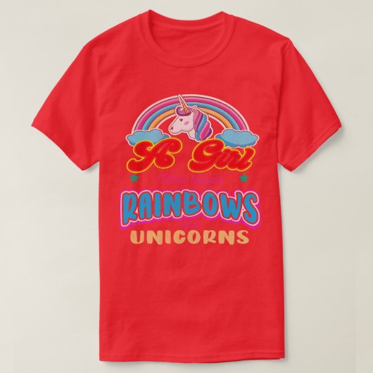 Een meisje dat houdt van regenbogen en eenhoorns t-shirt (Design voorkant)