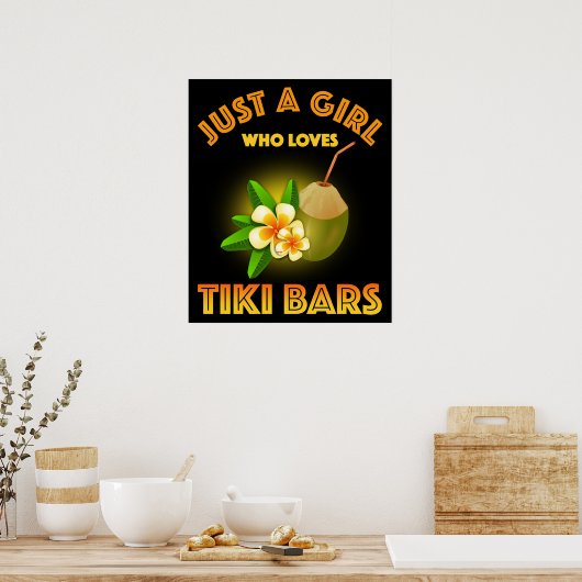 Een meisje dat houdt van Tiki Bars Poster (Keuken)