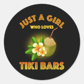 Een meisje dat houdt van Tiki Bars Ronde Sticker (Voorkant)