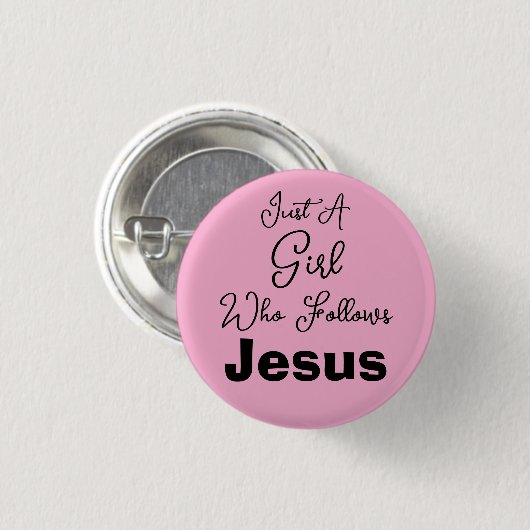 Een meisje dat Jezus volgt Ronde Button 3,2 Cm (Voorkant /achterkant)